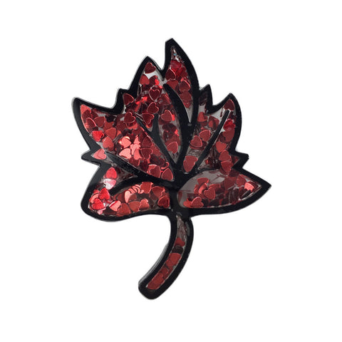 Sequin Maple Leaf Brooch