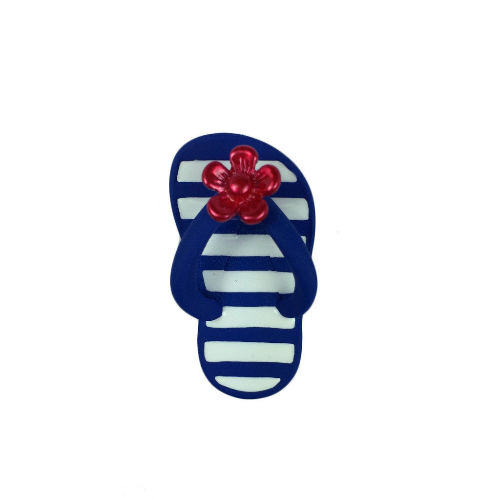 Stripy With Flower Flip Flop Pin - Bon Flare Ltd.