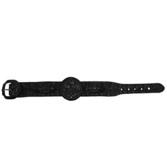 Fleur-De-Lis Crest Shield Leather Bracelet - Bon Flare Ltd.
