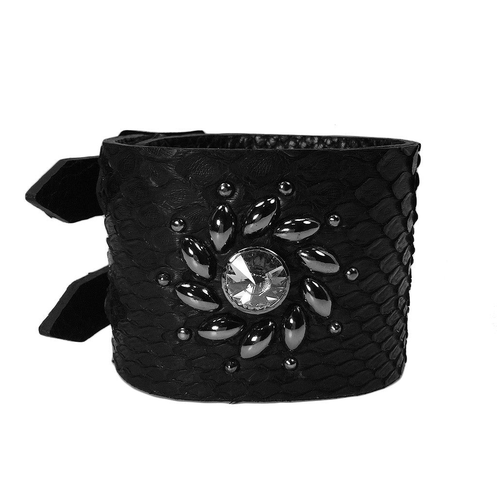 Sun Pattern Wide Leather Bracelet - Bon Flare Ltd.