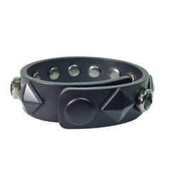 Stud & Black Stone Leather Bracelet - Bon Flare Ltd.