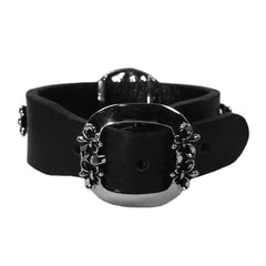 Fleur-De-Lis Crest Shield Leather Bracelet - Bon Flare Ltd.