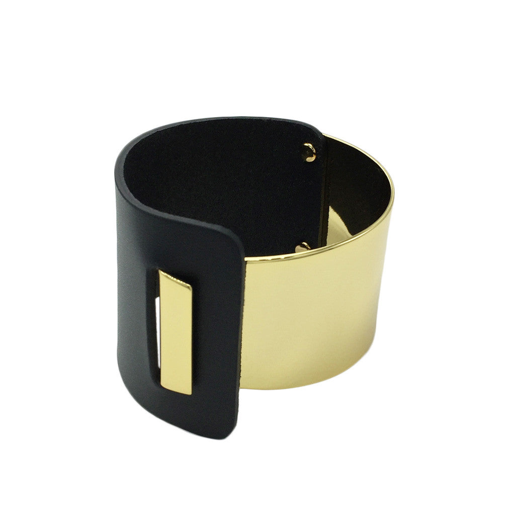 Structural Gold-Plated Leather Bracelet - Bon Flare Ltd.