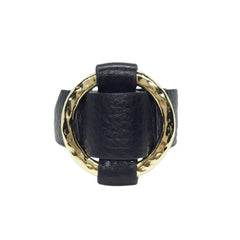 Round Gold-Plated Buckle Textured Leather Bracelet - Bon Flare Ltd.