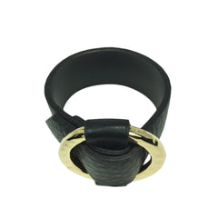 Round Gold-Plated Buckle Textured Leather Bracelet - Bon Flare Ltd.
