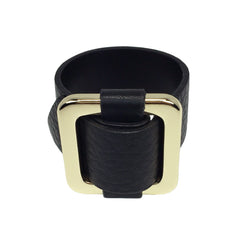 Square Gold-Plated Buckle Textured Leather Bracelet - Bon Flare Ltd.