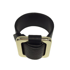 Square Gold-Plated Buckle Textured Leather Bracelet - Bon Flare Ltd.
