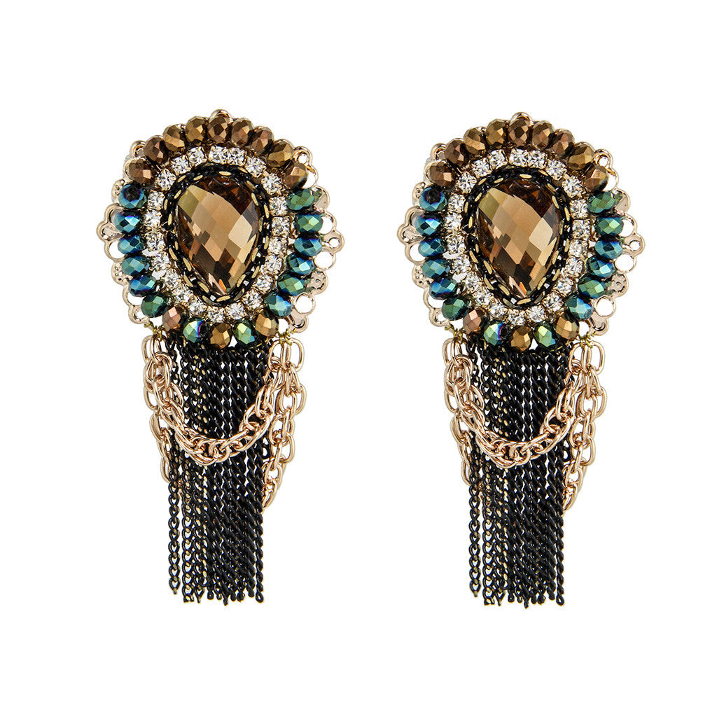 Crystal Drop Chains Earrings - Bon Flare Ltd.