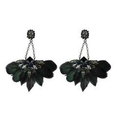 Embellished Feather Earrings - Bon Flare Ltd.
