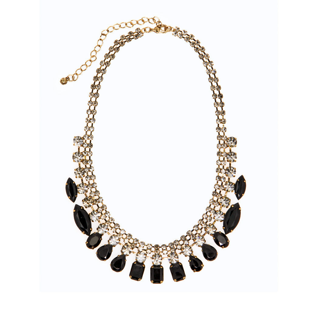 Crystal & Black Stone Fashion Necklace - Bon Flare Ltd.