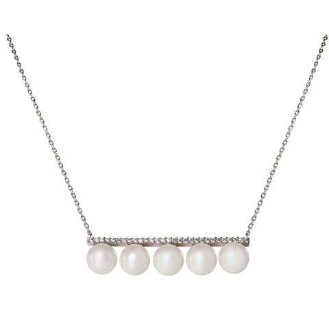 Diamond Bar Pearl String Pendant