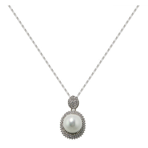 Pearl With Oval Diamond Ring Pendant