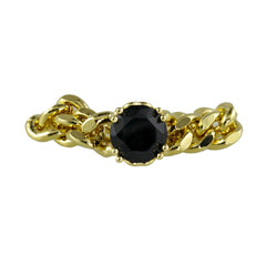 Gold Chain Ring With Black Stone - Bon Flare Ltd. 