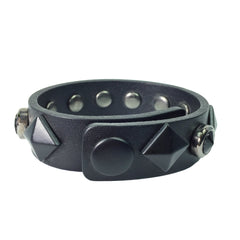 Stud & Black Stone Leather Bracelet - Bon Flare Ltd. 