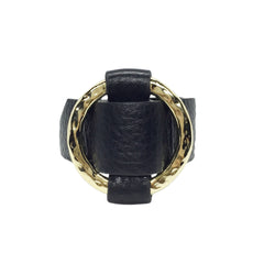 Round Gold-Plated Buckle Textured Leather Bracelet - Bon Flare Ltd. 
