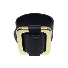 Square Gold-Plated Buckle Textured Leather Bracelet - Bon Flare Ltd. 
