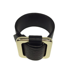 Square Gold-Plated Buckle Textured Leather Bracelet - Bon Flare Ltd. 