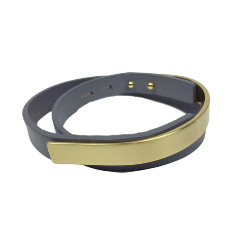 Chic Leather Gold-Plated Bar Bracelet