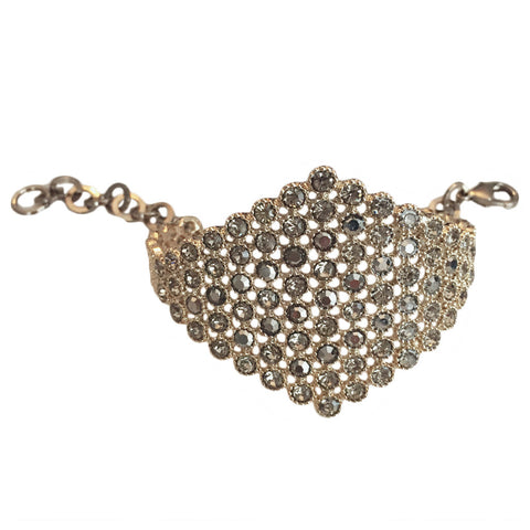 Antique Gold & Crystal Cuff With Chain