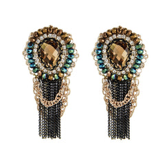 Crystal Drop Chains Earrings - Bon Flare Ltd. 