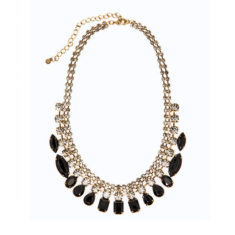 Crystal & Black Stone Fashion Necklace