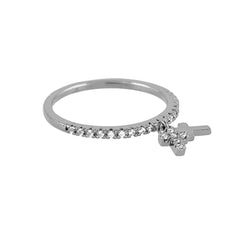 Micro Pave Diamond Eternity Stackable Ring With 2 Cross Charms - Bon Flare Ltd. 
