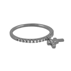 Micro Pave Diamond Eternity Stackable Ring With 2 Cross Charms - Bon Flare Ltd. 