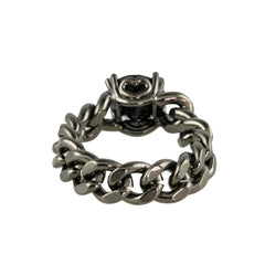 Pewter Chain Ring With Black Stone - Bon Flare Ltd. 