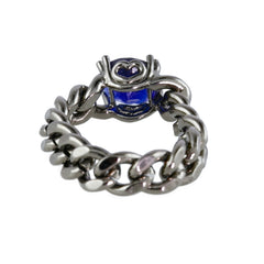Pewter Chain Ring With Sapphire Stone - Bon Flare Ltd. 