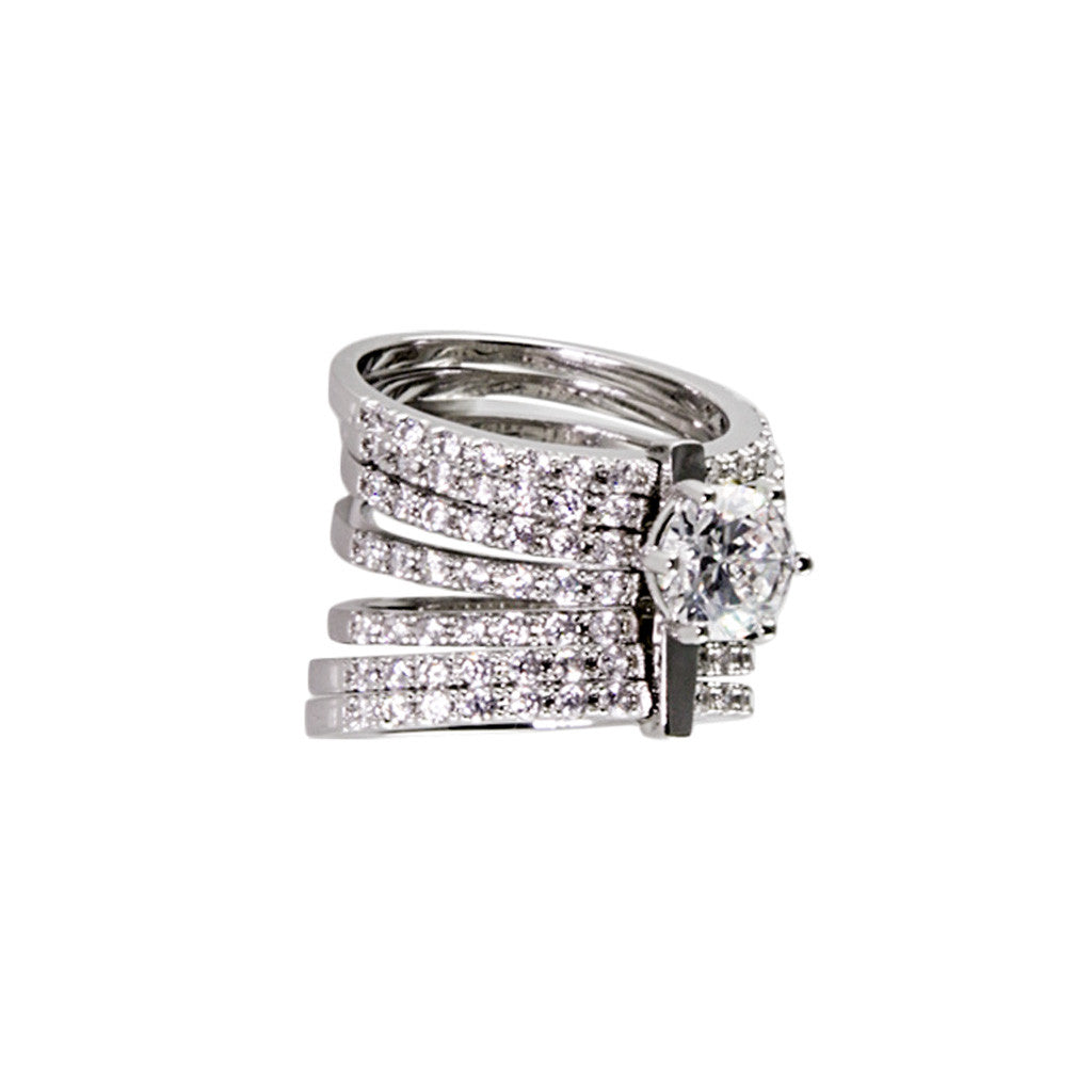 Multi-Band With Brilliant Cut Diamond Ring - Bon Flare Ltd. 