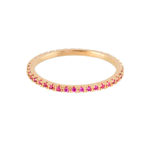 Micro Pave Ruby Diamond Eternity Stackable Ring